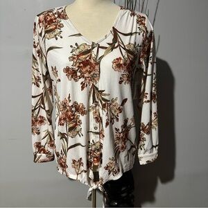 Floral V-Neck Button-Down Women's Top